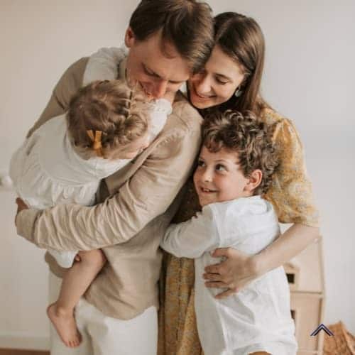 Family hugging each other