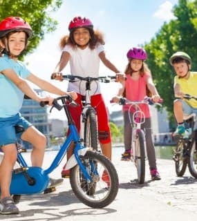 Kids riding bikes